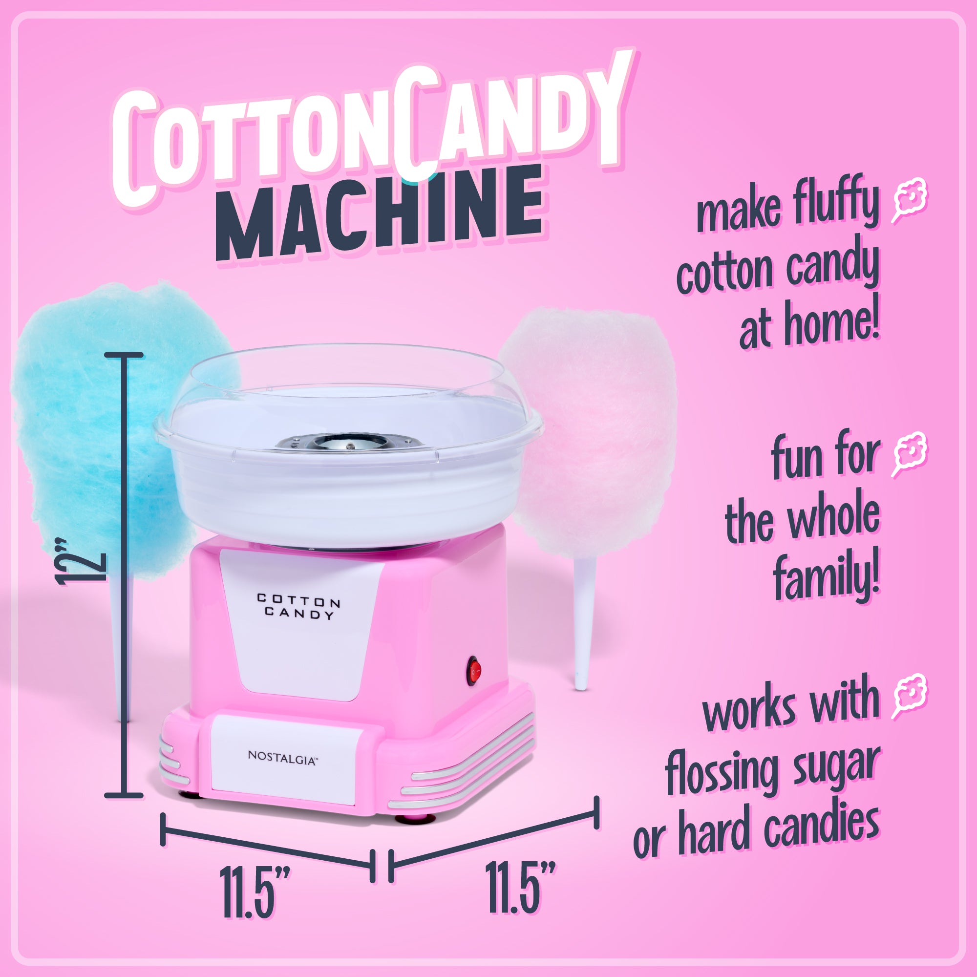 Hard & Sugar-Free Candy Cotton Candy Maker. Pink - Image 2