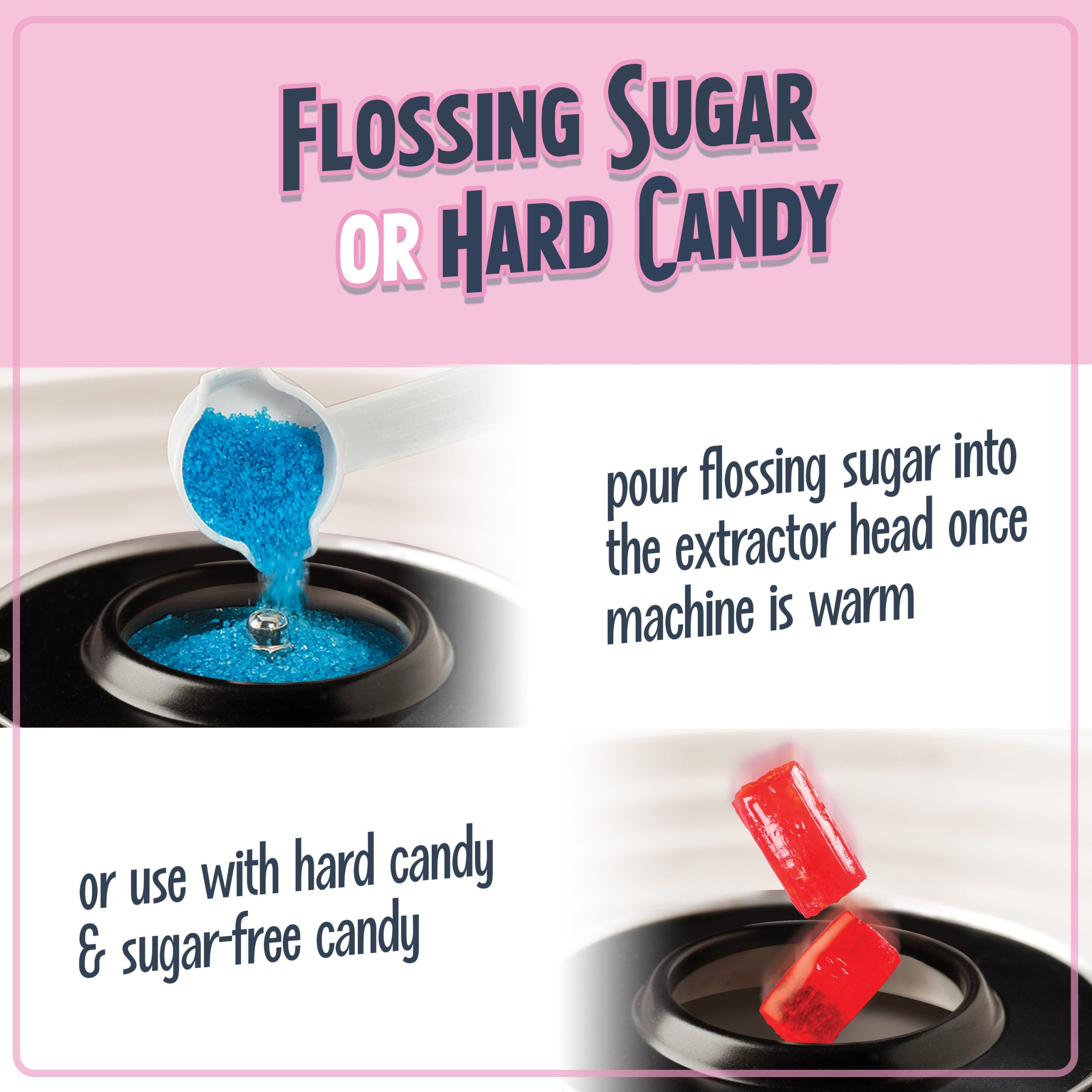 Hard & Sugar-Free Candy Cotton Candy Maker. Pink - Image 4