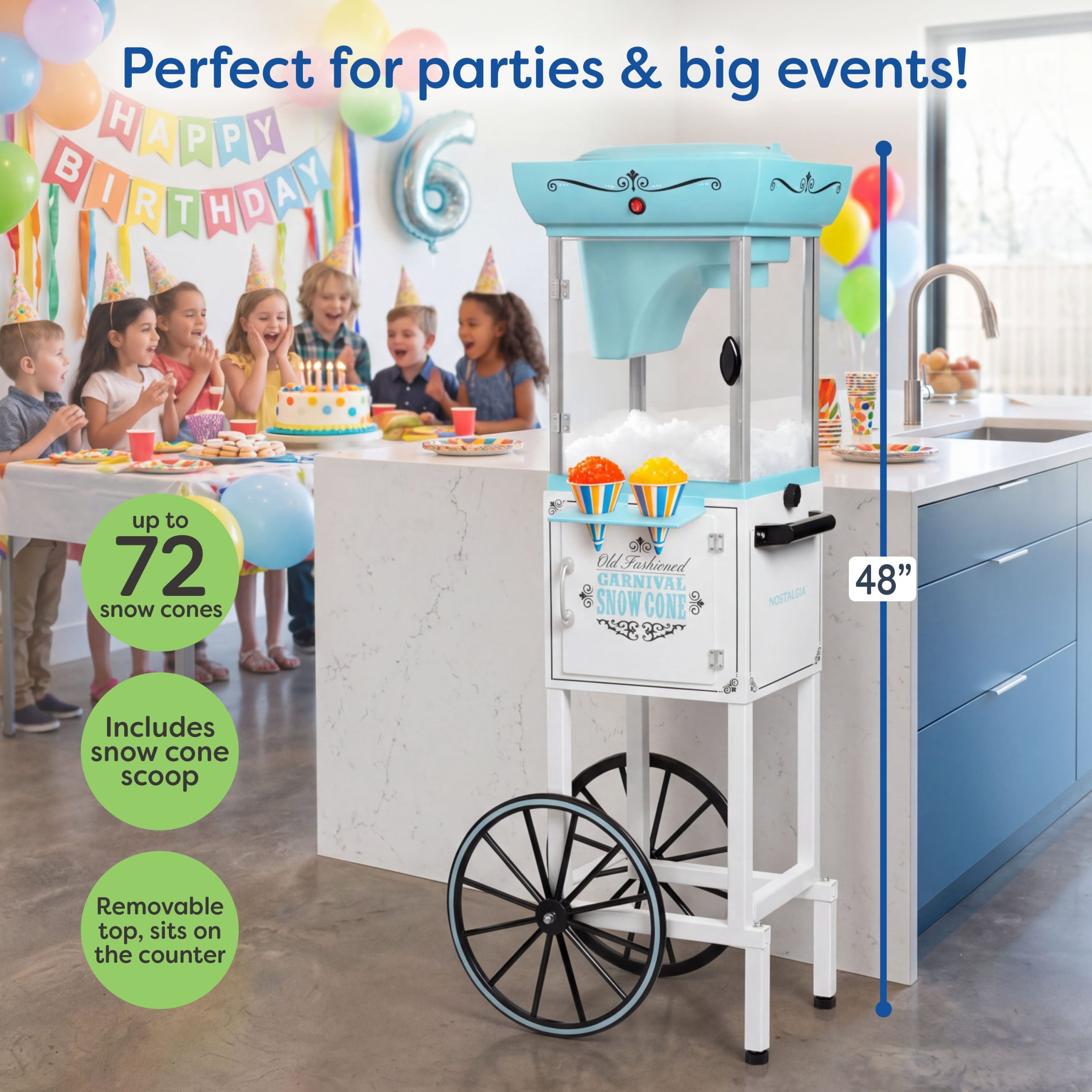 Nostalgia Snow Cone Cart - 48-in. Tall - Image 2