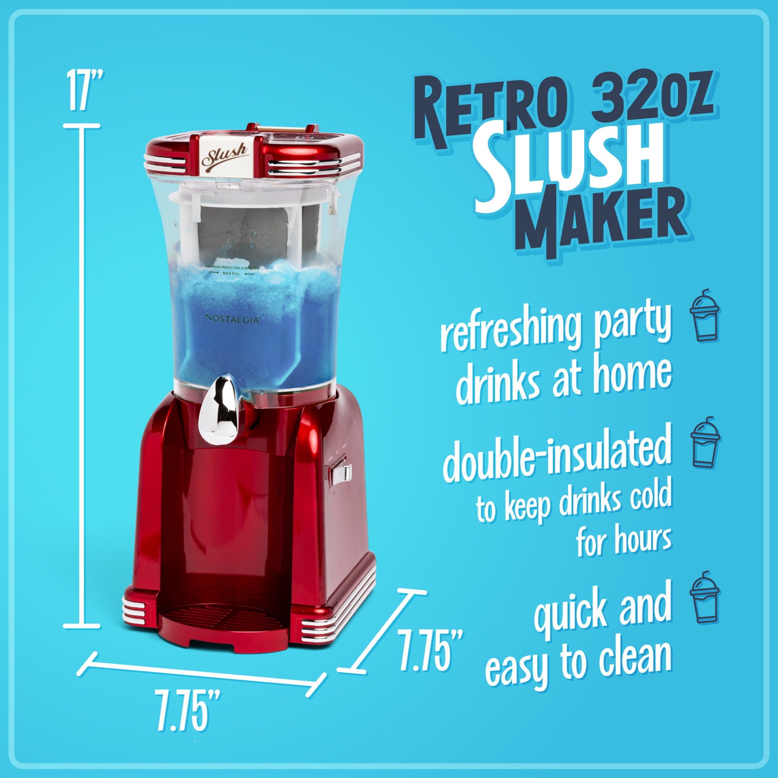 Nostalgia 32-Ounce Retro Slush Drink Maker - Retro Red - Image 2