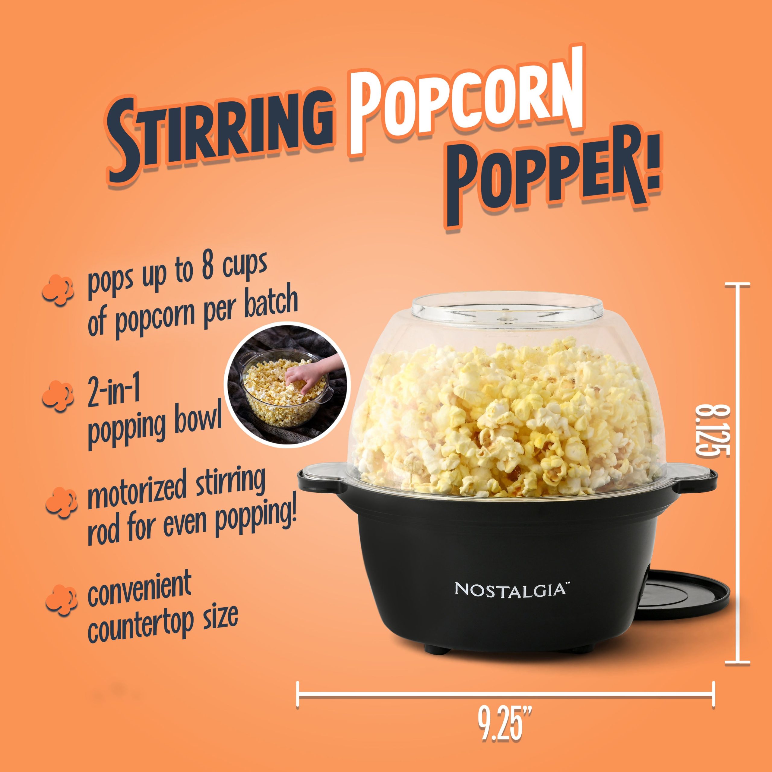 Nostalgia Classic Electric Stirring Popcorn Maker. Makes 8 Cups - Image 4