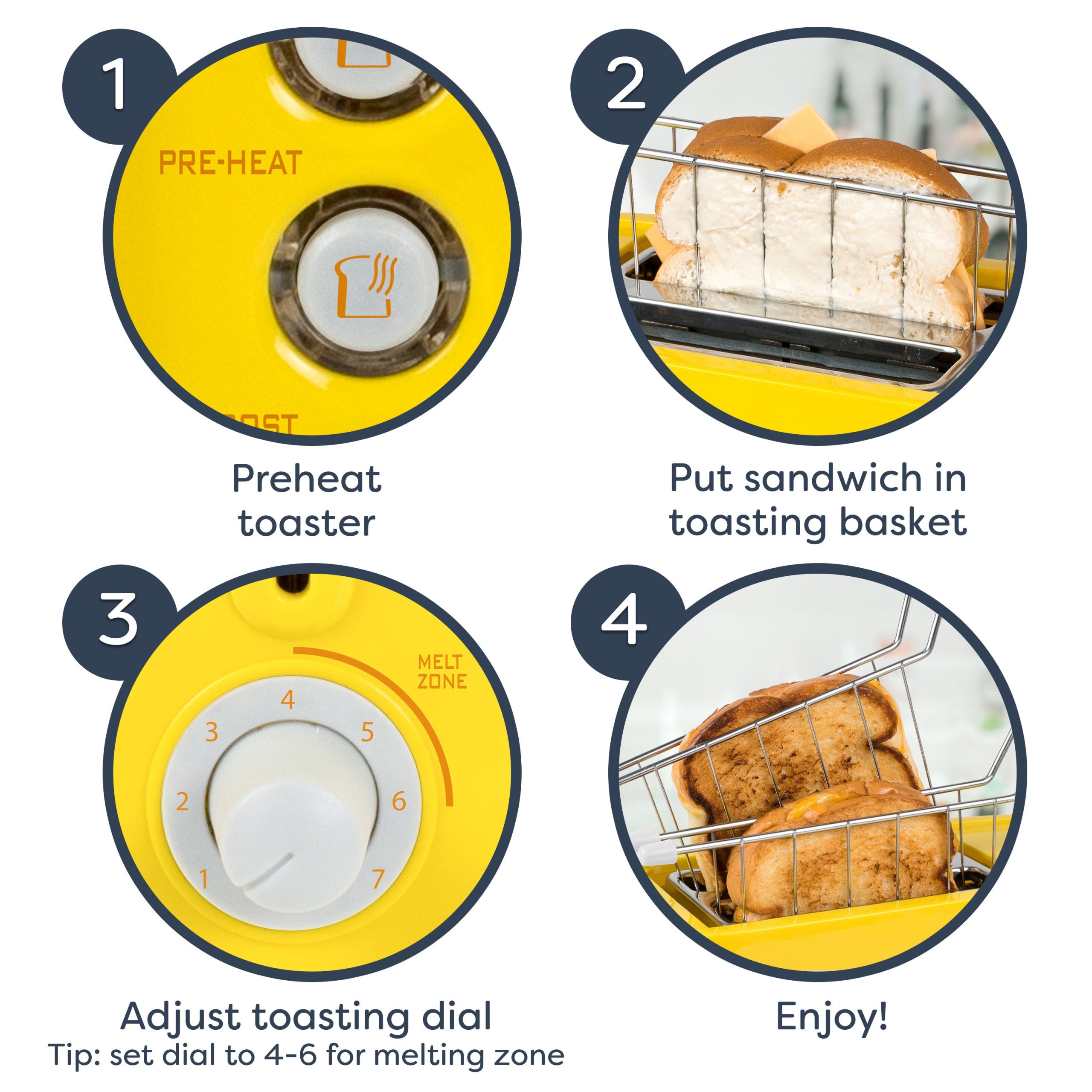 Grilled Cheese Toaster with Easy-Clean Toaster Baskets and Adjustable Toasting Dial - Image 3