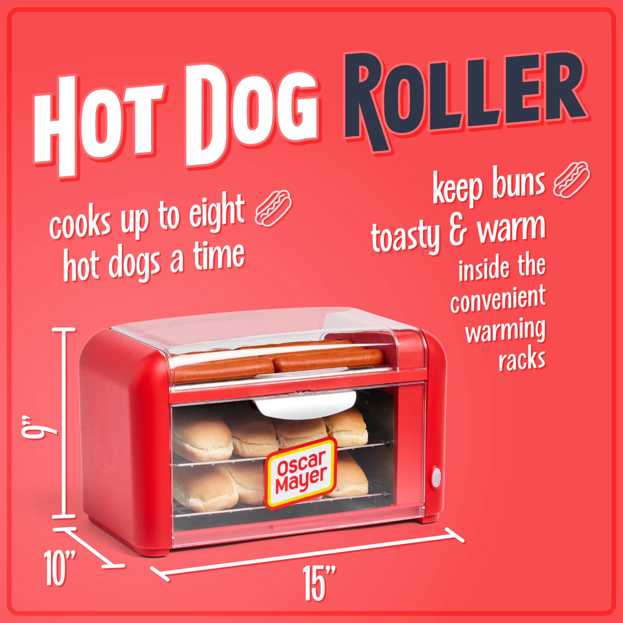 Oscar Mayer Hot Dog Roller & Bun Warmer. Red - Image 2