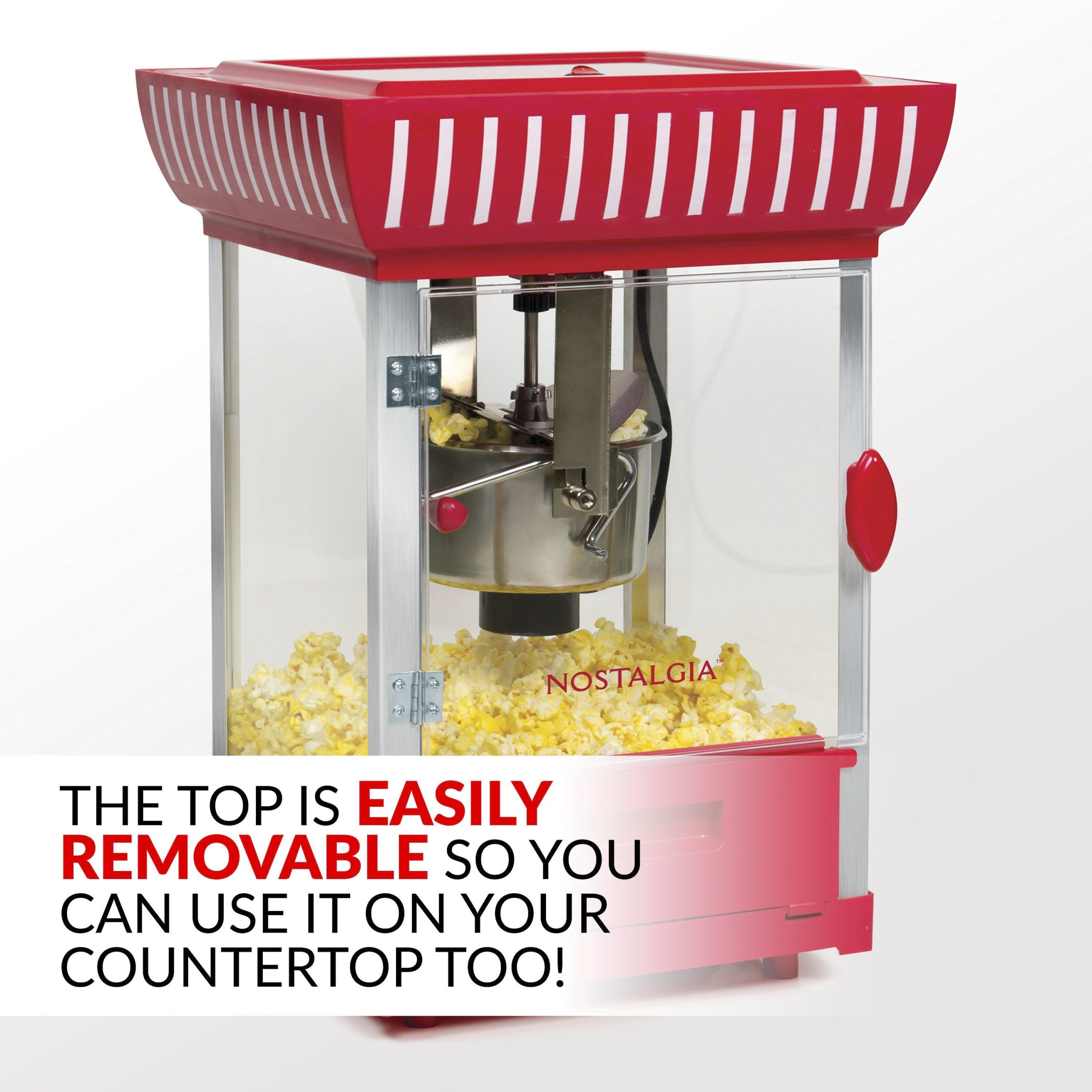 48-Inch 2.5-Oz. Popcorn Cart. Red/White - Image 4