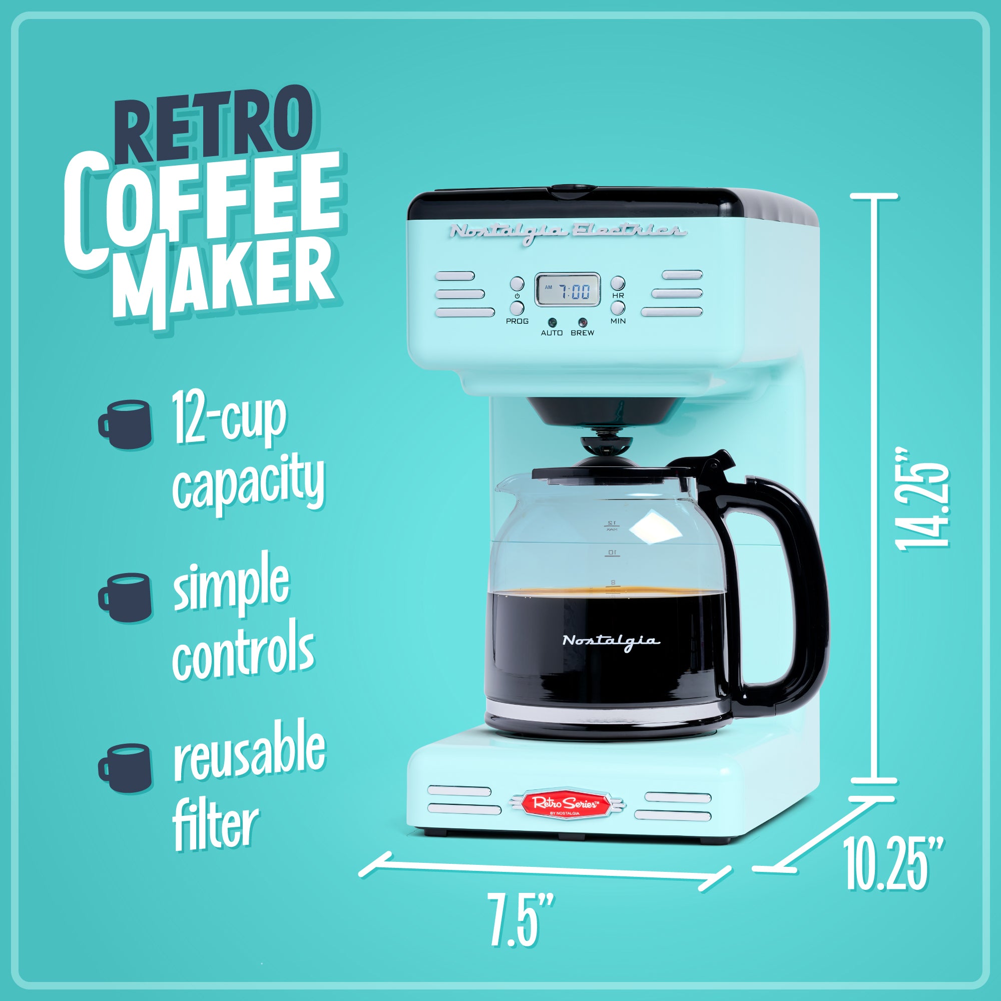 Retro 12-Cup Coffee Maker - Image 2