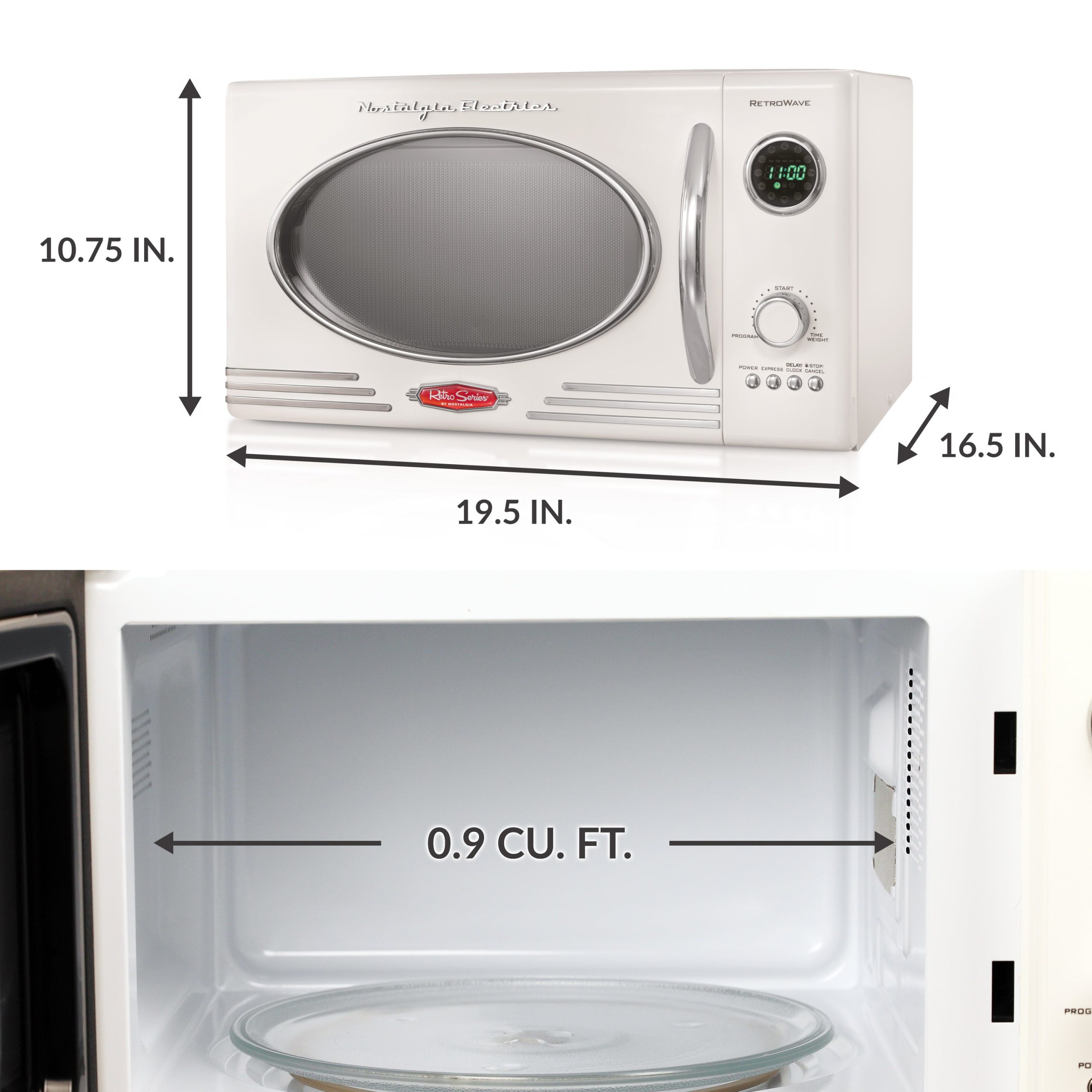 Retro 0.9 Cubic Foot 800-Watt Countertop Microwave Oven - Ivory. RMO4IVY - Image 4