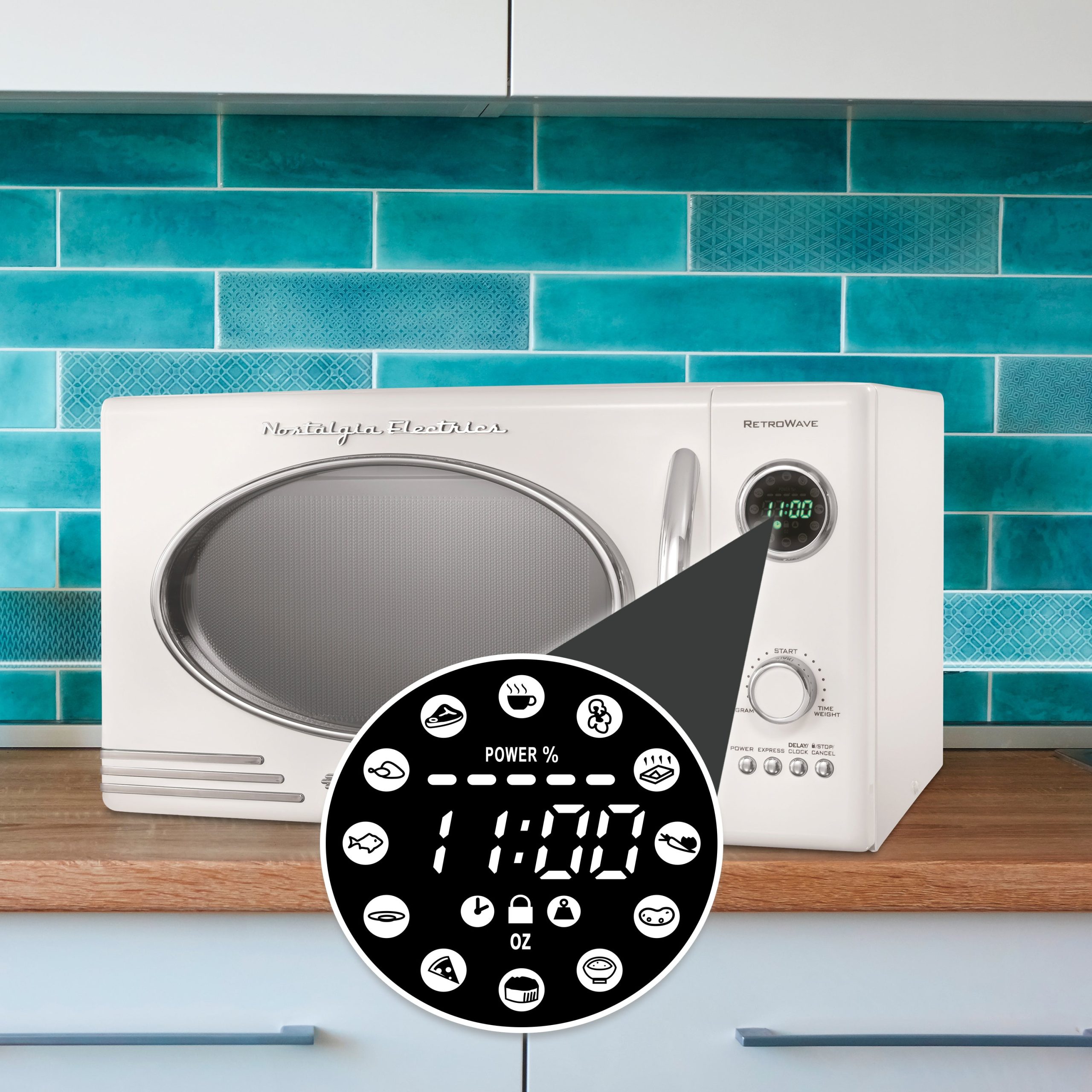 Retro 0.9 Cubic Foot 800-Watt Countertop Microwave Oven - Ivory. RMO4IVY - Image 6