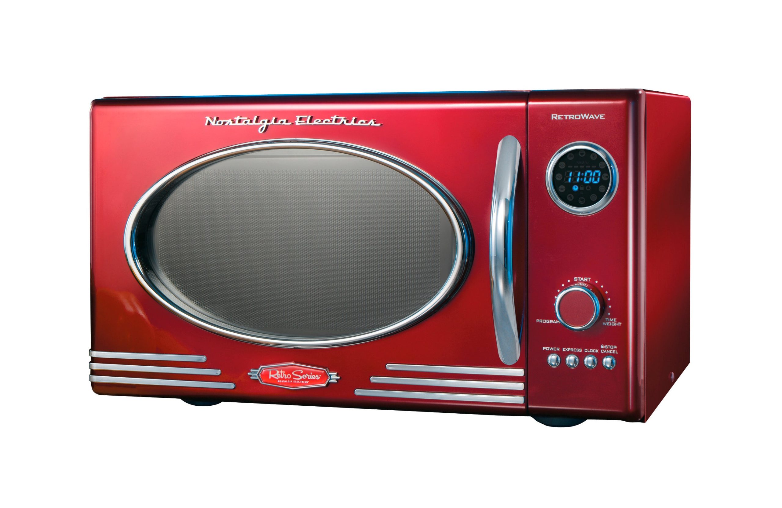 Nostalgia 0.9 Cu. Ft. 800-Watt Retro Microwave Oven. Red