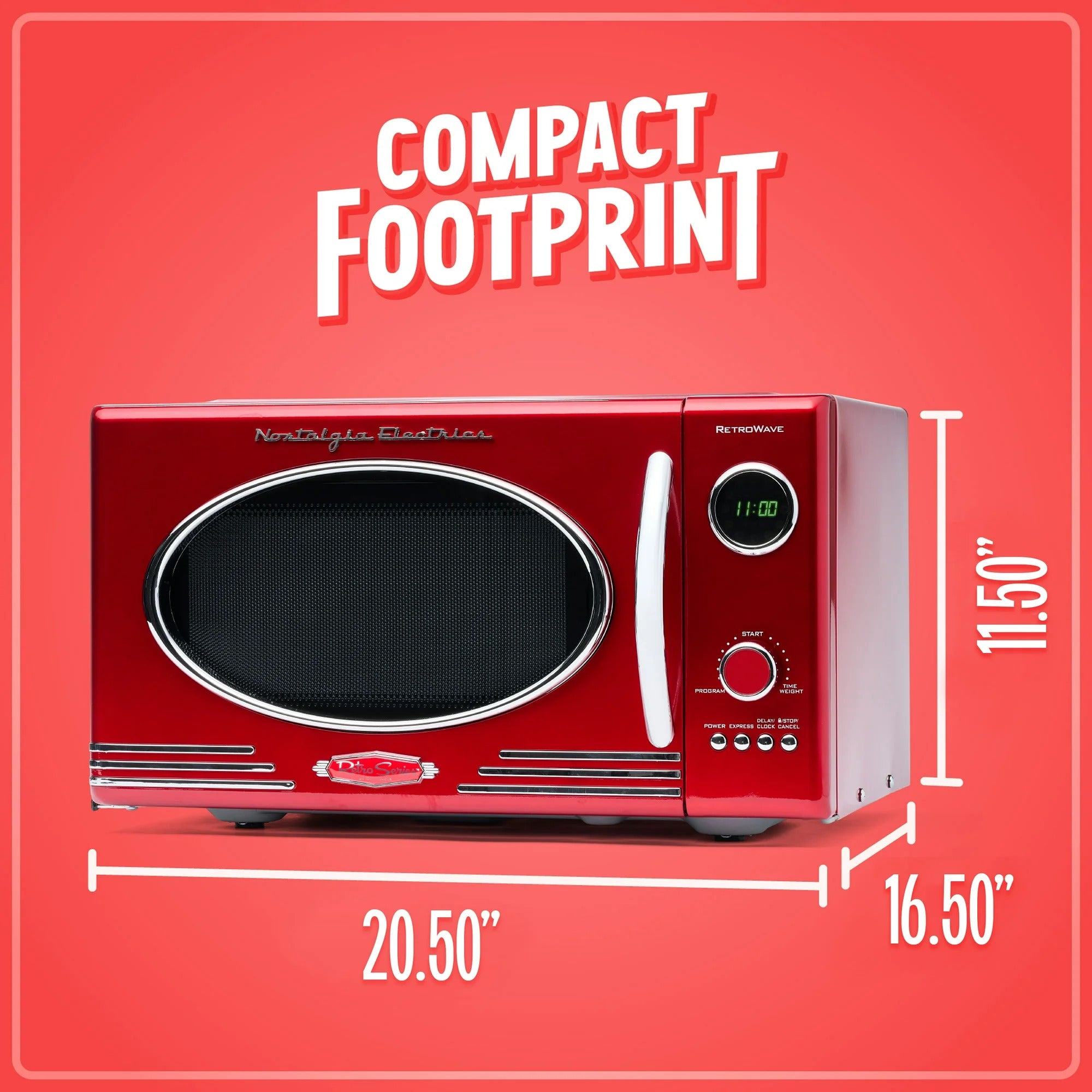 Nostalgia 0.9 Cu. Ft. 800-Watt Retro Microwave Oven. Red - Image 5