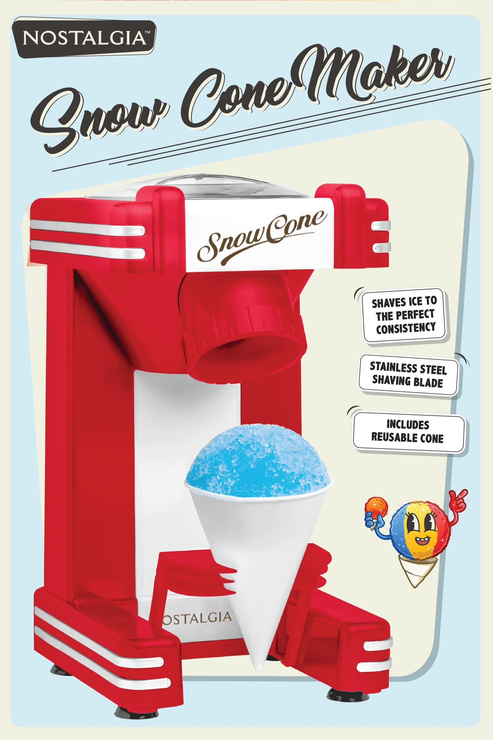 Nostalgia Retro Single Snow Cone Maker. Red - Image 3