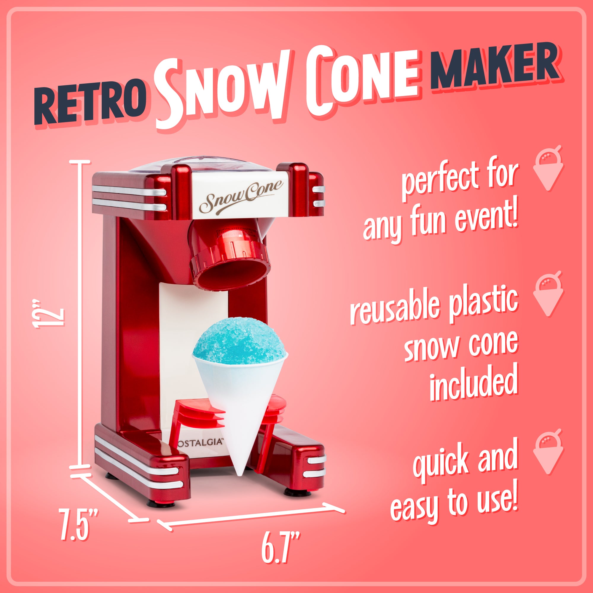 Retro Single Countertop Snow Cone Maker - Image 3