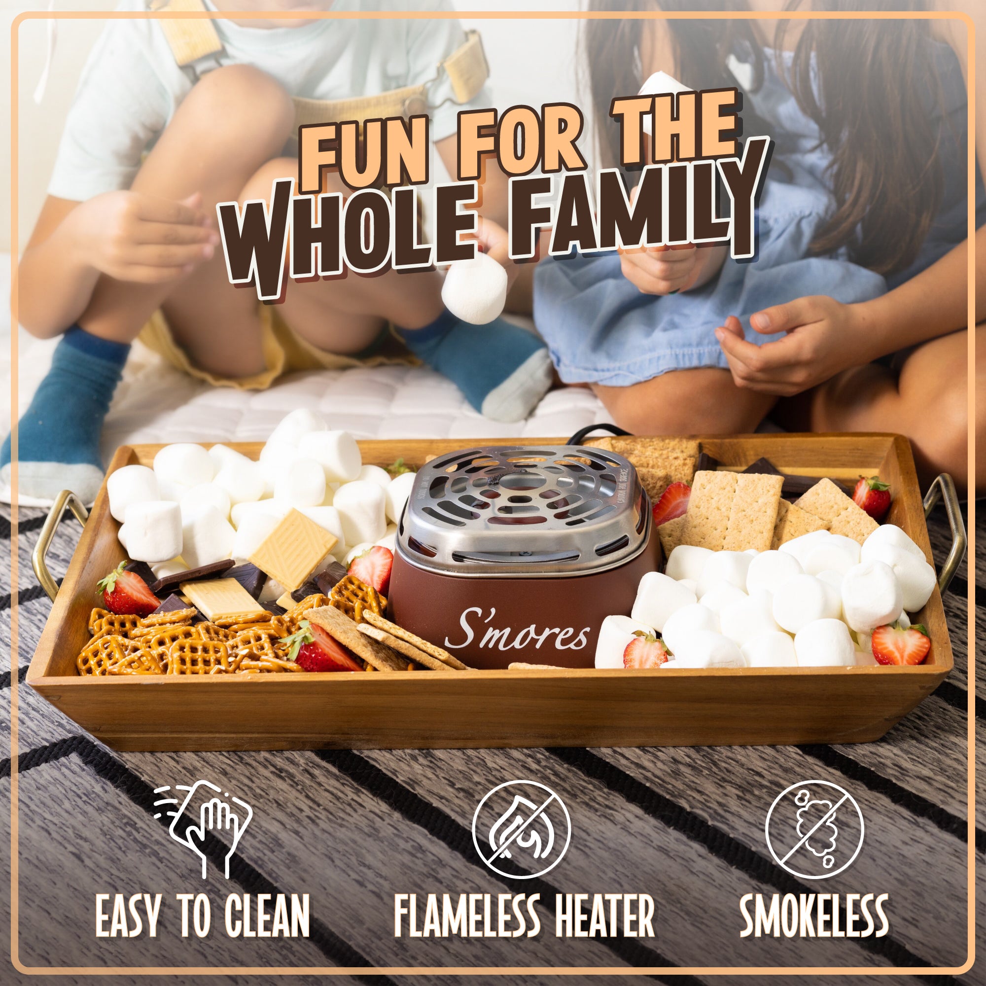 Indoor Electric Stainless Steel S'mores Maker with 4 Compartment Trays for Graham Crackers. Chocolate. Marshmallows and 2 Roasting Forks - Image 4