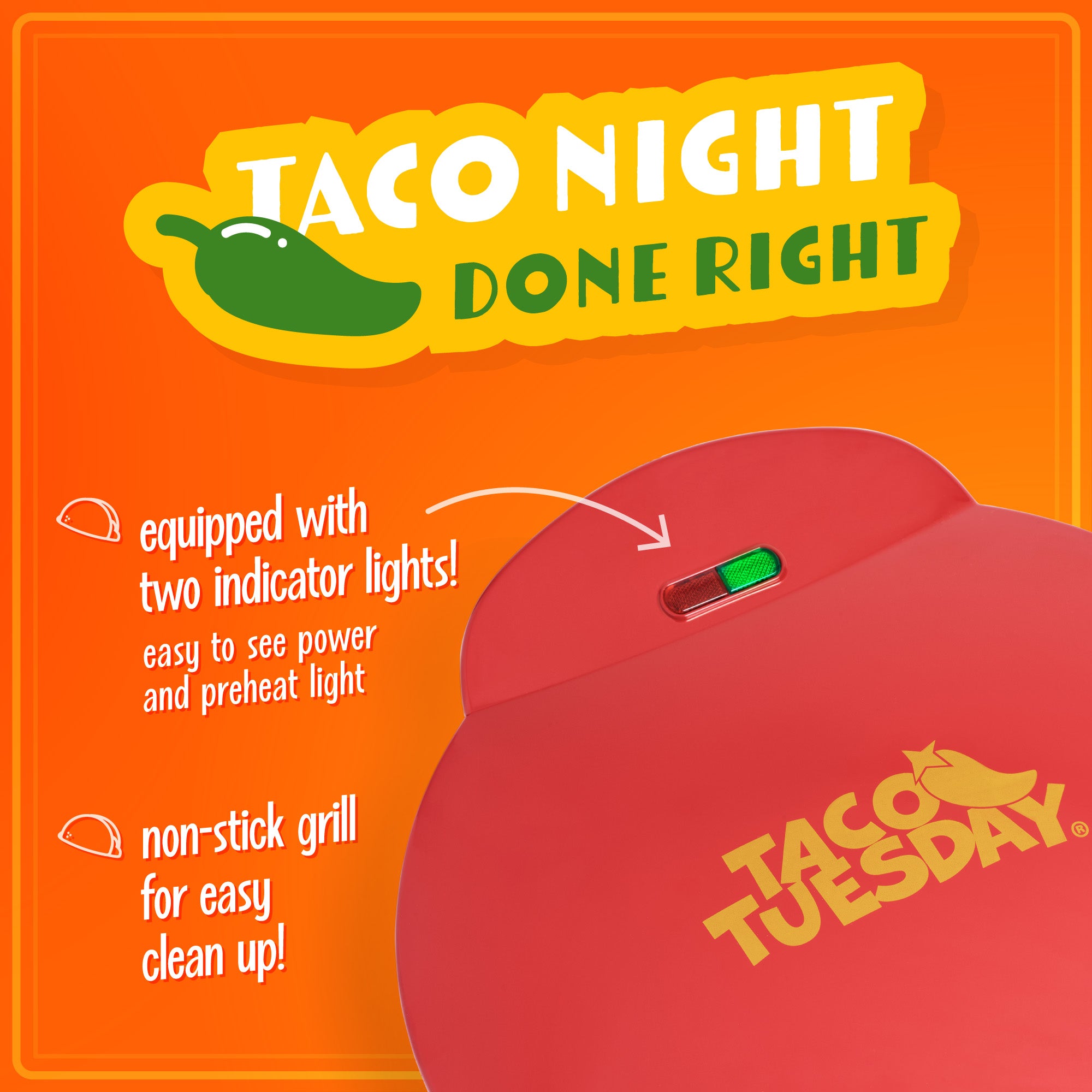 Taco Tuesday Deluxe 10-Inch 6-Wedge Electric Quesadilla Maker with Extra Stuffing Latch - Image 4