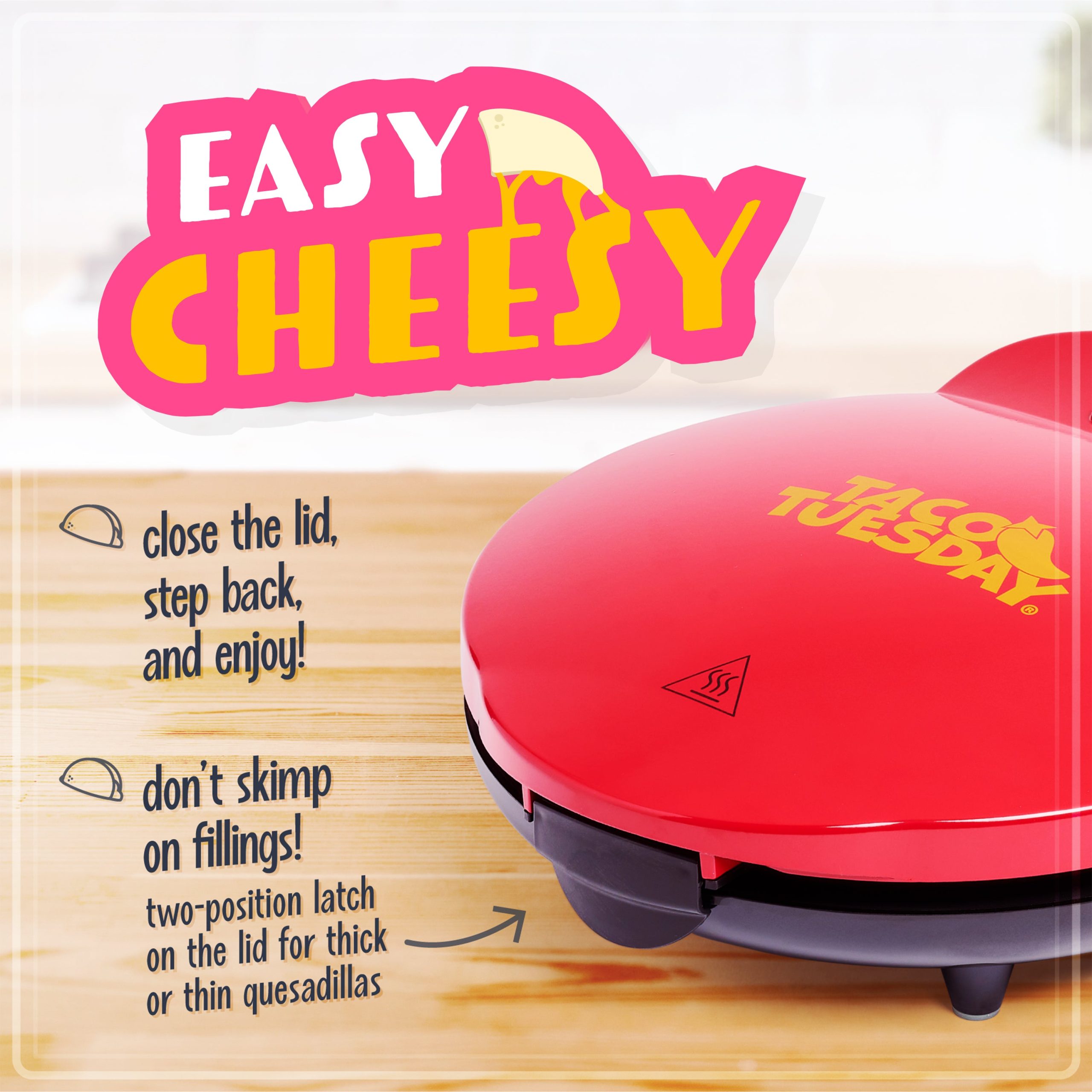 Taco Tuesday Deluxe 8-Inch 6-Wedge Electric Quesadilla Maker with Extra Stuffing Latch - Image 5