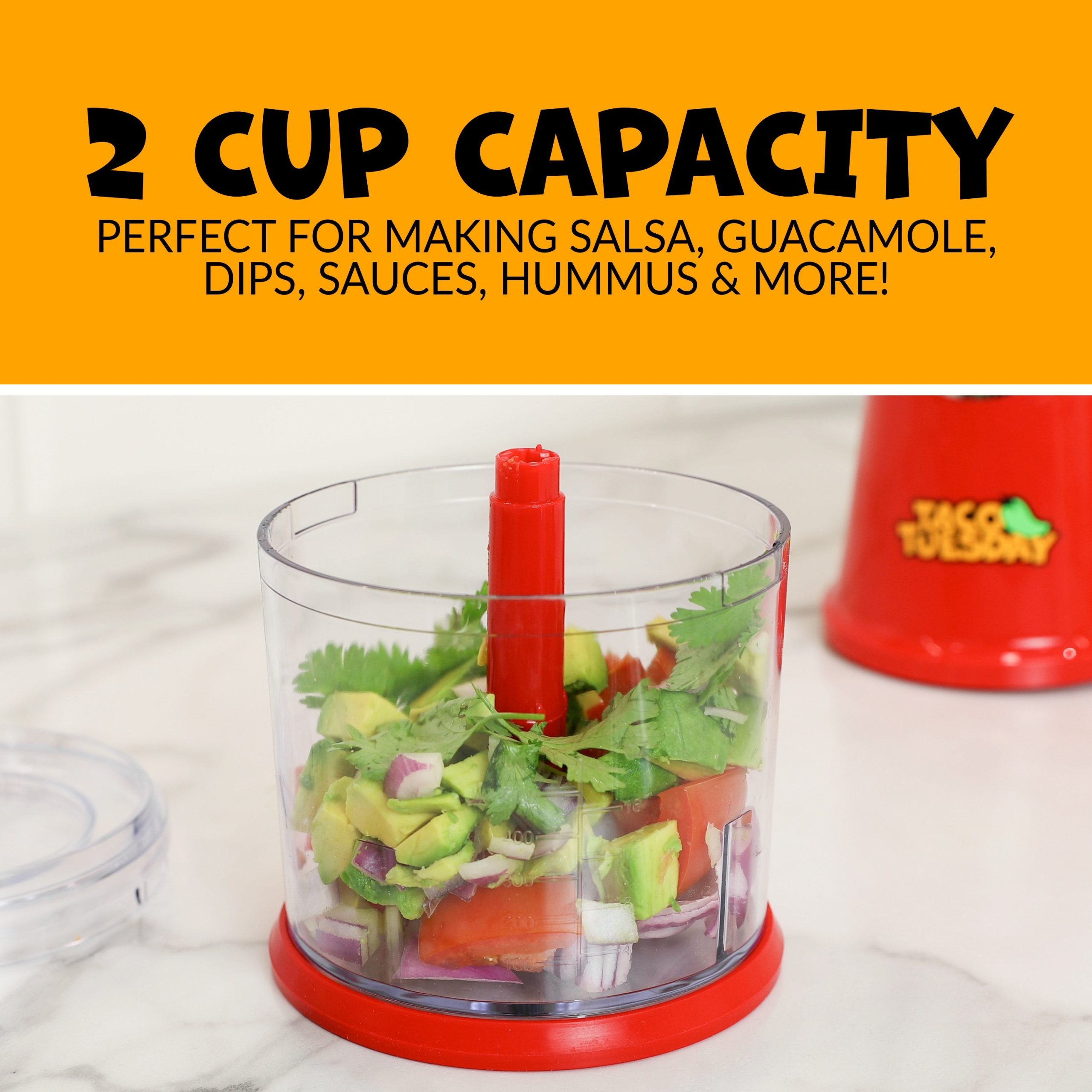 Taco Tuesday 2-Speed Salsa & Guacamole Chopper. 2 Cup Capacity - Image 2