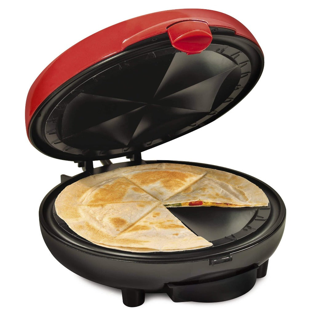 Taco Tuesday Deluxe 8-Inch 6-Wedge Electric Quesadilla Maker with Extra Stuffing Latch
