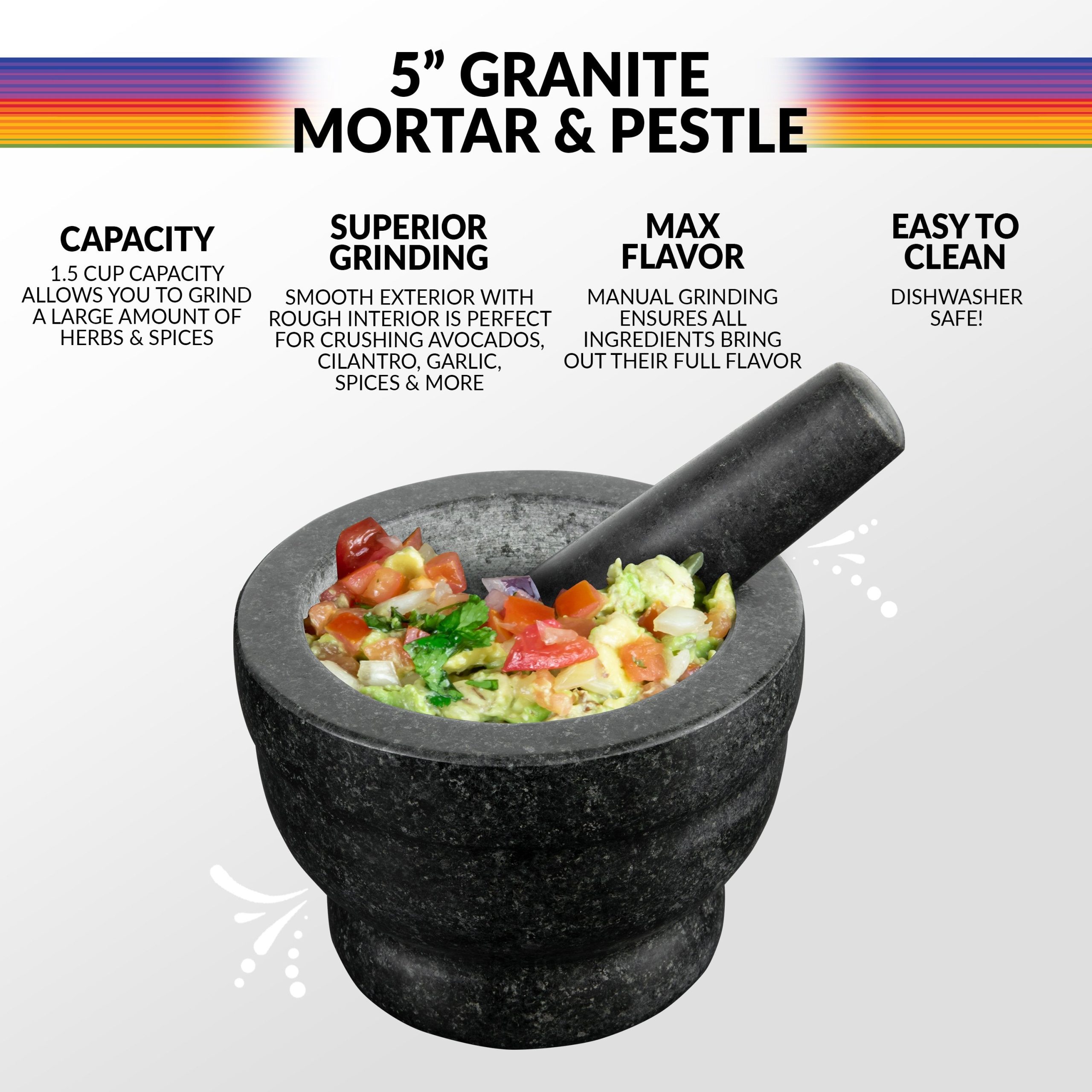 Taco Tuesday 5-Inch Granite Mortar & Pestle - Image 2