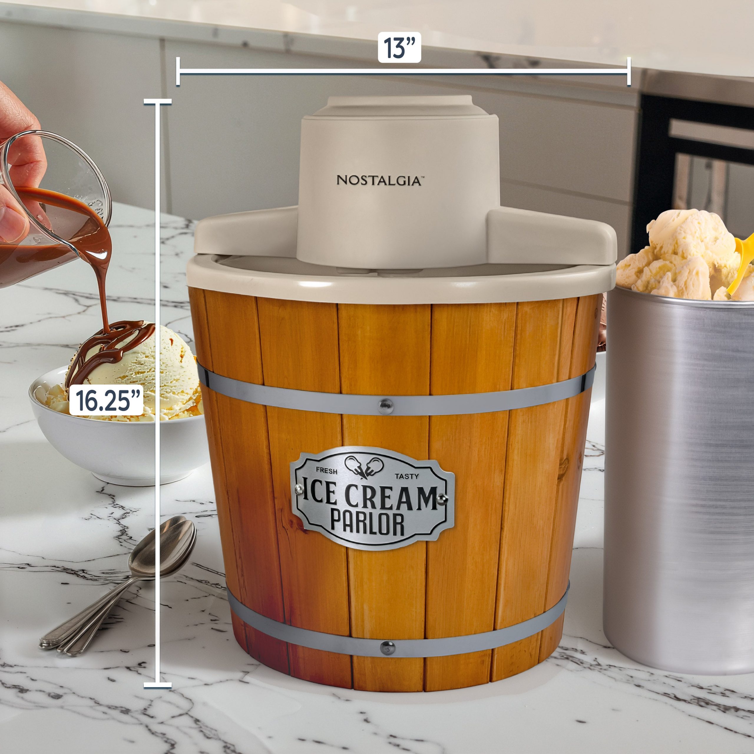 4-Quart Electric Wood Bucket Ice Cream Maker - Image 9